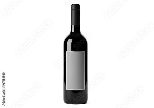 Elegant bottle of dark wine with a plain label against a neutral background
