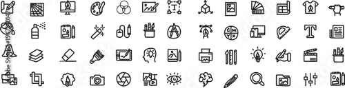 A collection of various icons related to art and design