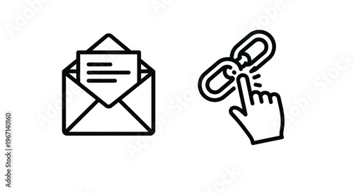 Email open icon and link click icon