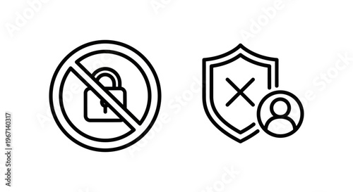 Access denied and authentication failed icons