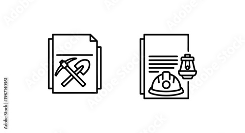 Mining permit and license icons