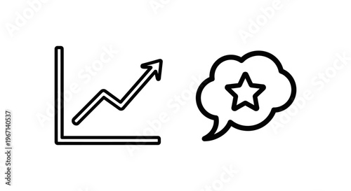Business growth chart and engagement score bubble icon