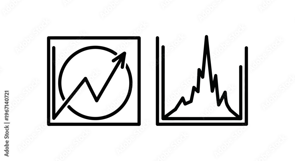 Fototapeta premium Peak activity and usage spike line icons