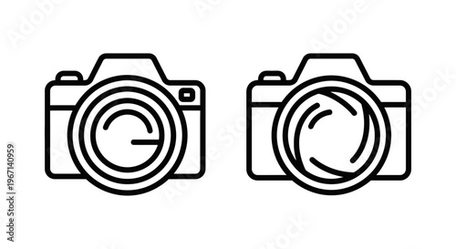 Camera depth of field and no blur line icons