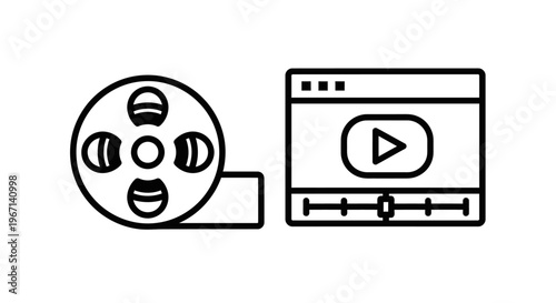 Movie film and digital playback icon set