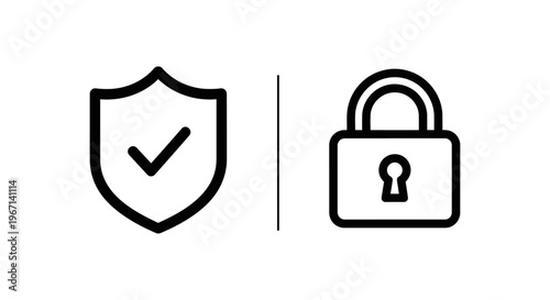 Trusted brand and authentic security line icons