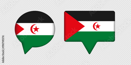Flag of Sahrawi Arab Democratic Republic in speech bubble.