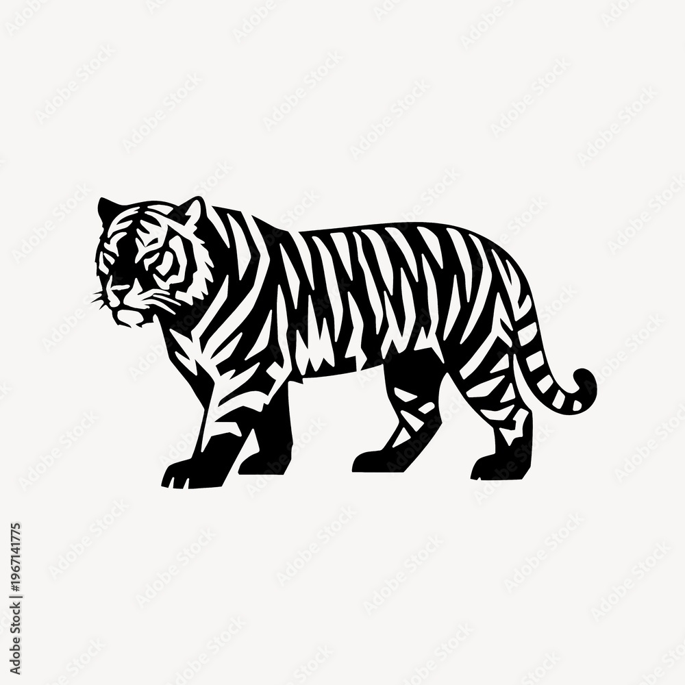 Obraz premium Majestic tiger silhouette illustration.