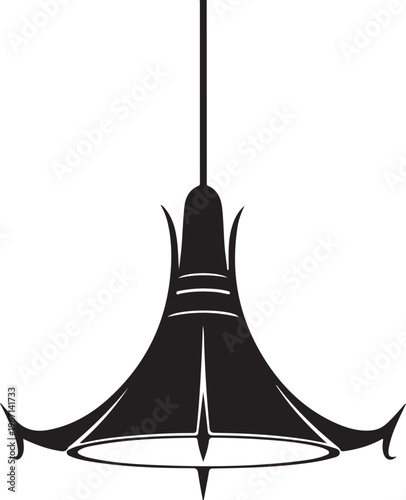 Black pendant light fixture with curved metal shade