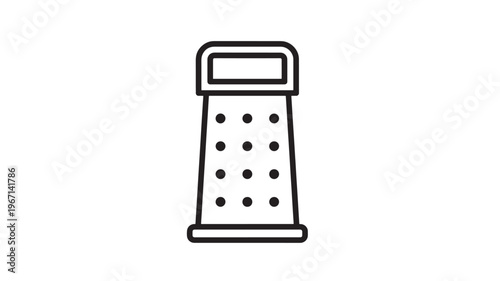 Grater icon with multiple holes for grating food items, presented in a clean, minimalist line art style.