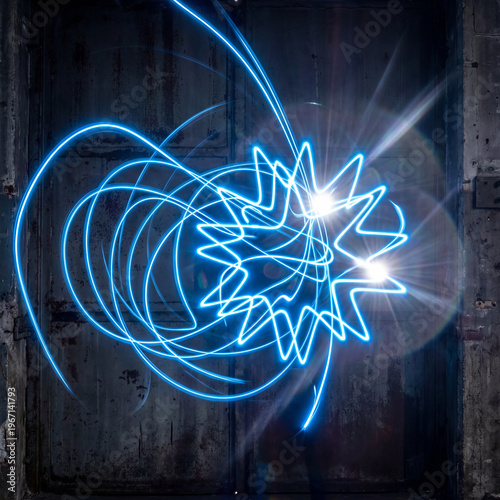 Innovation concept, abstract glowing lines forming an idea shape