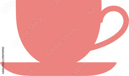 Minimalist pink teacup and saucer icon vector illustration