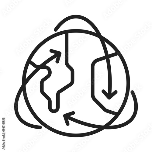 Global wind flow line icon