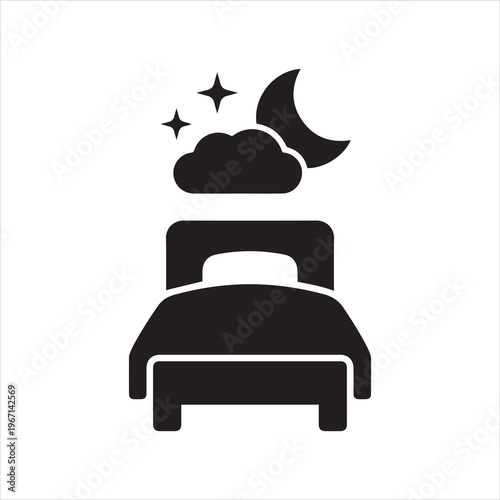 Bed icon. Bedtime. Vector icon isolated on white background.
