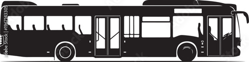 Black silhouette of a city bus vehicle