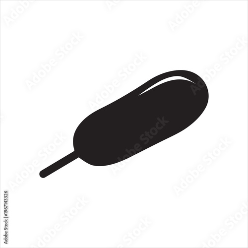 






A stark black silhouette of a corn dog on a white background silhouette