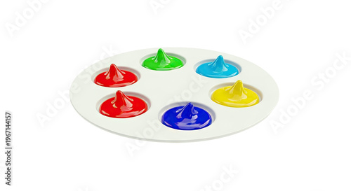 Paint Palette with Swirls of Primary Colors