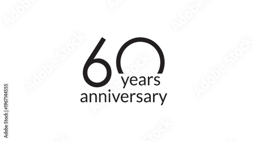 Sixty years anniversary text graphic with bold black numerals and clean typography on a white background.