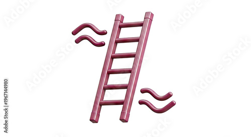 Red Ladder with Wavy Lines