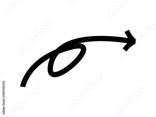 Arrow Hand Drawn Doodle Element with a Curvy Black Line Indicating Direction Right