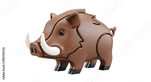 Stylized Brown Boar Toy Figurine