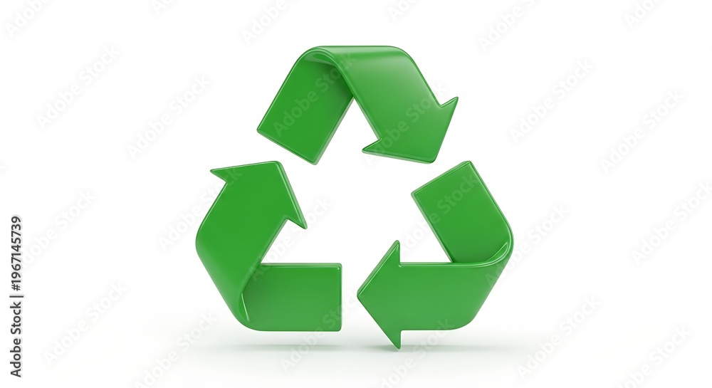 Fototapeta premium 3D green recycling symbol isolated on white background
