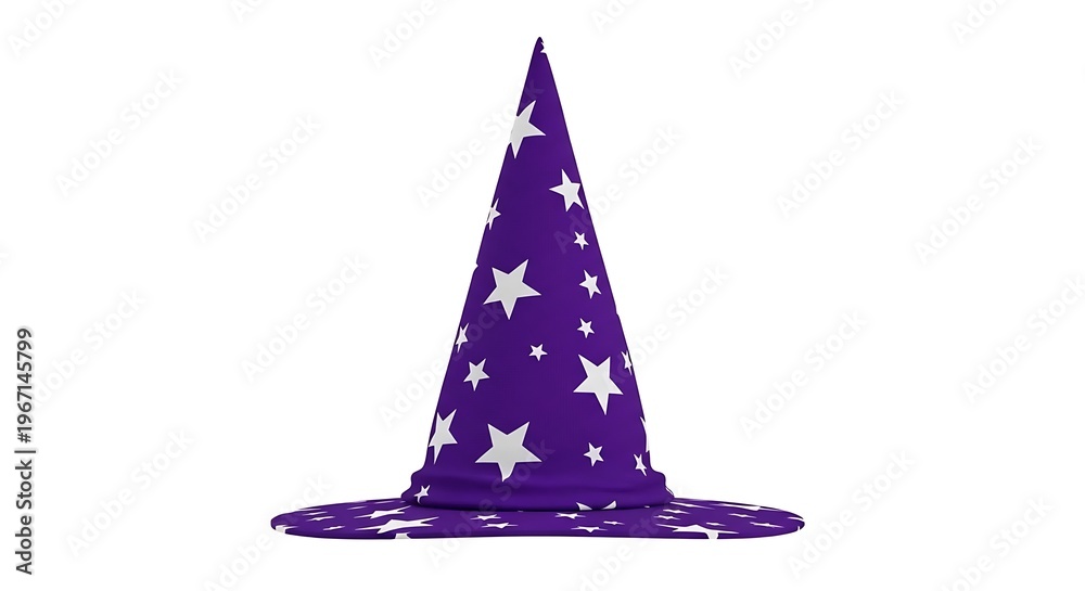 Fototapeta premium Purple wizard hat with white stars pattern