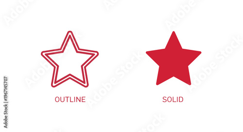 Red star shapes in outline and solid styles