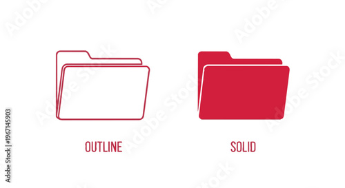 Red folder icons in outline and solid style