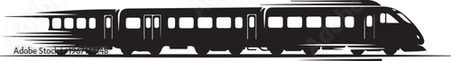 Black silhouette of a speeding train motion
