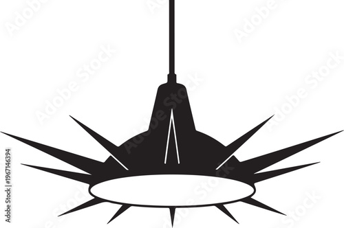 Black silhouette of a spiky pendant light fixture