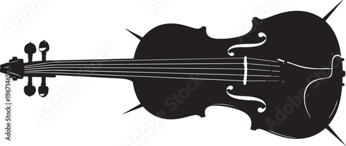 Black silhouette of a stringed instrument with scroll and f holes