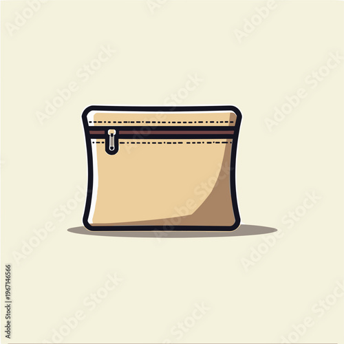 small beige makeup bag with zipper for cosmetic blogs, beauty product websites, travel organizers catalogs, fashion accessories design and lifestyle social media, with copy space