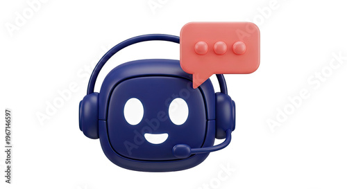 Friendly Robot Assistant with Speech Bubble Icon