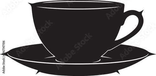 Black silhouette of a teacup on a saucer