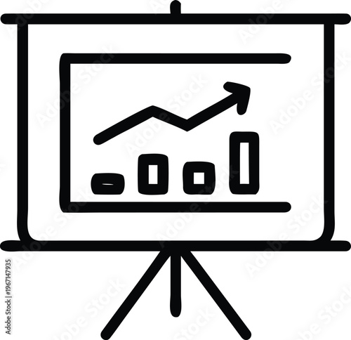A graph on a presentation screen on an easel