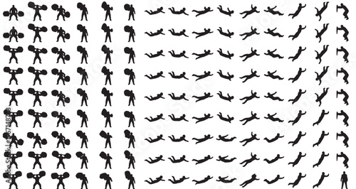Gravity Manipulation Training Silhouettes Set Pack. Editable Vector Stroke Illustration. featuring vector, graphic, illustration, design, silhouette, person, human, people, figure, figures more