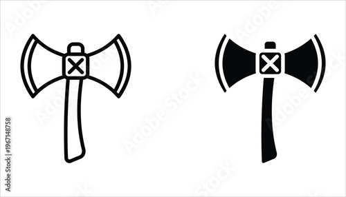 Axe icon set. Axe silhouette vector illustration for camping, chopping, cutter, wood, web designing icons and projects. Vector illustration on white background.