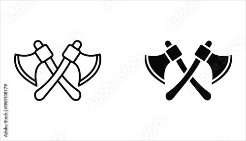 Axe icon set. Axe silhouette vector illustration for camping, chopping, cutter, wood, web designing icons and projects. Vector illustration on white background.