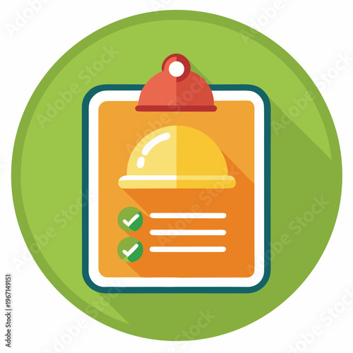 A green circle with a clipboard and a checklist