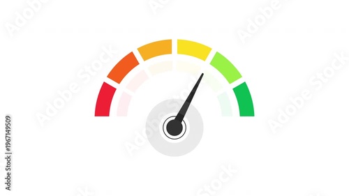Speedometer or Tachometer Motion Progress. credit score rating moving needle animation on white background