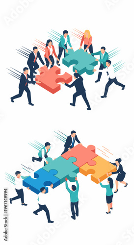 teamwork puzzle pieces collaboration business concept
