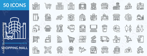 shopping mall  - Icon Collection. Thin outline Set contains such Icons as  shopping, mall, indoor
and more. Simple web icons set