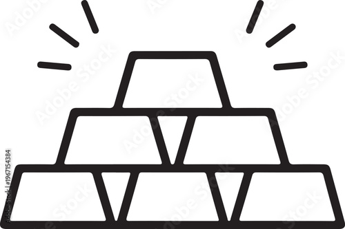 Stack of gold bars bullion line icon representing precious metal wealth reserve investment treasury for banking financial business success