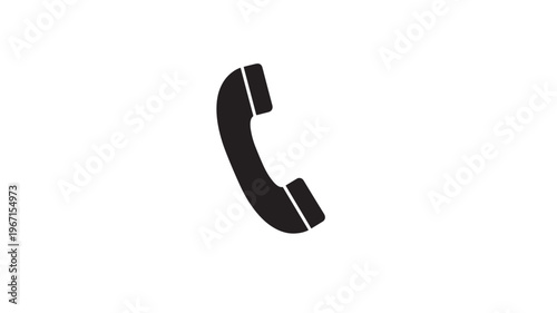 Handset icon graphic with a simple black silhouette representing a telephone receiver for communication services.