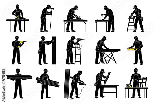 Workers are engaged in various construction activities with tools and equipment in an industrial setting daily.