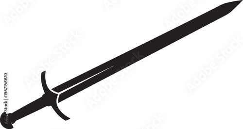 Black sword with curved guard and pointed tip medieval