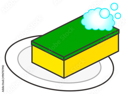 お皿洗いするスポンジのイラスト素材