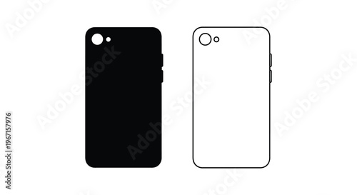 Two smartphone backs displayed one dark and one light striking silhouette