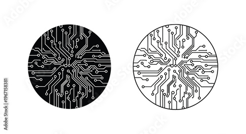 Abstract circuit board design with contrasting backgrounds a graphic silhouette